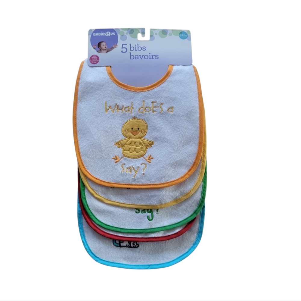 NEW Babiesrus 5 Colorful Bibs - 6-12m